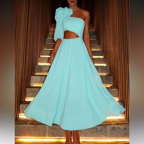 Elegant Aqua Blue Women's Dress XL - Picture 1 of 2